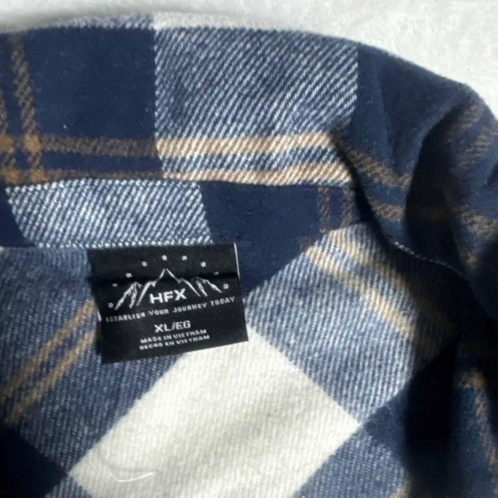 HFX Womens Navy Blue Plaid Flannel Snap‎ Front Shacket Jacket XL